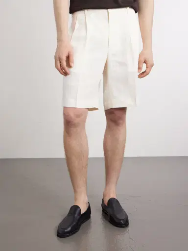 Rubinacci Straight-Leg Pleated Cotton Shorts - Men | Thumbnail 3 Rubinacci Straight-Leg Pleated Cotton Shorts - Men | Thumbnail 3