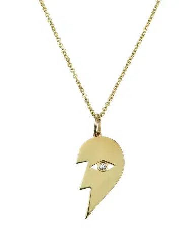 Sydney Evan 14k Split Heart Evil Eye Pendant Necklace, Left | Thumbnail 1 Sydney Evan 14k Split Heart Evil Eye Pendant Necklace, Left | Thumbnail 1