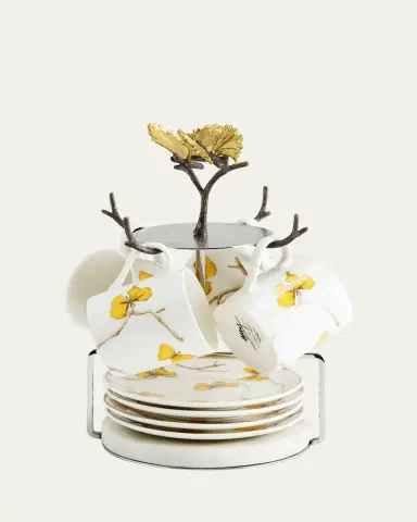 Michael Aram Butterfly Ginkgo Demitasse Set with Stand | Thumbnail 2 Michael Aram Butterfly Ginkgo Demitasse Set with Stand | Thumbnail 2