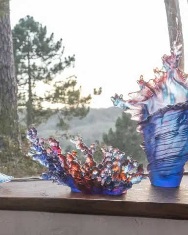 Daum Coral Sea Medium Bowl, Blue/Red | Thumbnail 2 Daum Coral Sea Medium Bowl, Blue/Red | Thumbnail 2