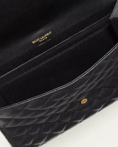 Saint Laurent Envelope Flap YSL Clutch Bag in Grained Leather | Thumbnail 4 Saint Laurent Envelope Flap YSL Clutch Bag in Grained Leather | Thumbnail 4