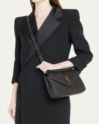 Saint Laurent College Medium Flap YSL Shoulder Bag in Quilted Leather | Thumbnail 2 Saint Laurent College Medium Flap YSL Shoulder Bag in Quilted Leather | Thumbnail 2