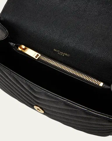 Saint Laurent College Medium Flap YSL Shoulder Bag in Quilted Leather | Thumbnail 4 Saint Laurent College Medium Flap YSL Shoulder Bag in Quilted Leather | Thumbnail 4