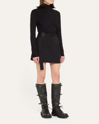 Miu Miu Antic Buckle Distressed Leather Knee-High Boots | Thumbnail 3 Miu Miu Antic Buckle Distressed Leather Knee-High Boots | Thumbnail 3