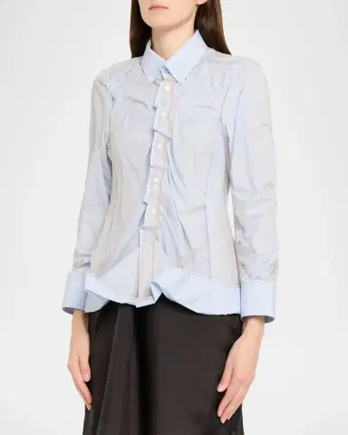 Maison Margiela Layered Draped Stripe Button-Down Blouse | Thumbnail 3 Maison Margiela Layered Draped Stripe Button-Down Blouse | Thumbnail 3