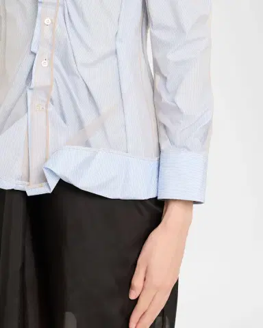 Maison Margiela Layered Draped Stripe Button-Down Blouse | Thumbnail 4 Maison Margiela Layered Draped Stripe Button-Down Blouse | Thumbnail 4