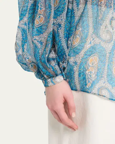 Etro Pleated Paisley Silk Button-Down Blouse | Thumbnail 5 Etro Pleated Paisley Silk Button-Down Blouse | Thumbnail 5