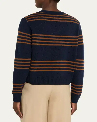 Kule SKN Striped Pointelle Cashmere Sweater | Thumbnail 3 Kule SKN Striped Pointelle Cashmere Sweater | Thumbnail 3
