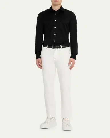 Kiton Men's Nerano Cotton Jersey Button-Down Shirt | Thumbnail 2 Kiton Men's Nerano Cotton Jersey Button-Down Shirt | Thumbnail 2