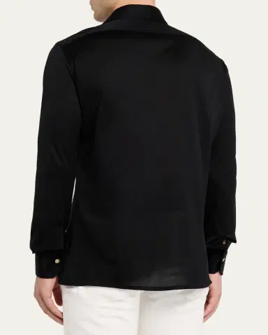 Kiton Men's Nerano Cotton Jersey Button-Down Shirt | Thumbnail 3 Kiton Men's Nerano Cotton Jersey Button-Down Shirt | Thumbnail 3