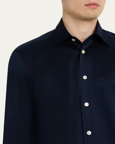 Kiton Men's Nerano Cotton Jersey Button-Down Shirt | Thumbnail 5 Kiton Men's Nerano Cotton Jersey Button-Down Shirt | Thumbnail 5
