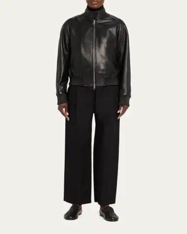 OFFICINE GÉNÉRALE Dorina Lambskin Leather Bomber Jacket | Thumbnail 2 OFFICINE GÉNÉRALE Dorina Lambskin Leather Bomber Jacket | Thumbnail 2