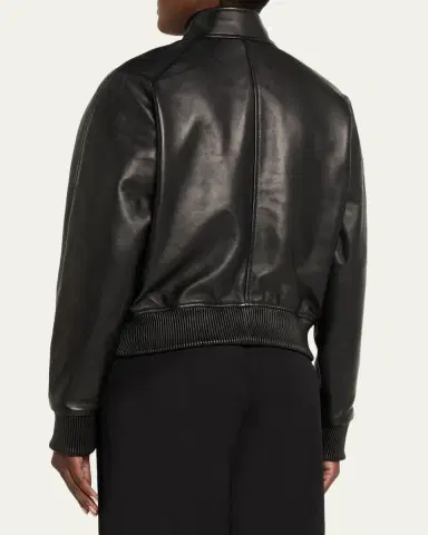 OFFICINE GÉNÉRALE Dorina Lambskin Leather Bomber Jacket | Thumbnail 3 OFFICINE GÉNÉRALE Dorina Lambskin Leather Bomber Jacket | Thumbnail 3