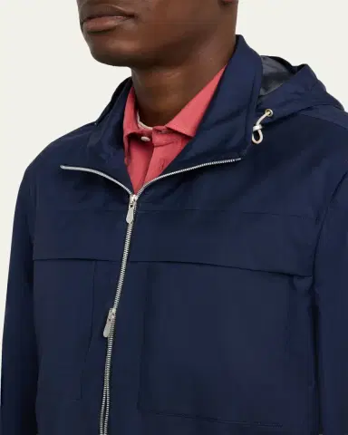 Brunello Cucinelli Men's Water-Resistant Wool Hooded Jacket | Thumbnail 5 Brunello Cucinelli Men's Water-Resistant Wool Hooded Jacket | Thumbnail 5