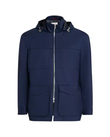 Brunello Cucinelli Men's Water-Resistant Wool Hooded Jacket | Thumbnail 1 Brunello Cucinelli Men's Water-Resistant Wool Hooded Jacket | Thumbnail 1