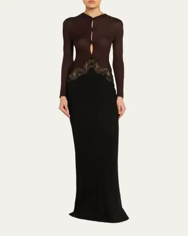 Christopher Esber Open-Twist Lace Long-Sleeve Dress | Thumbnail 2 Christopher Esber Open-Twist Lace Long-Sleeve Dress | Thumbnail 2