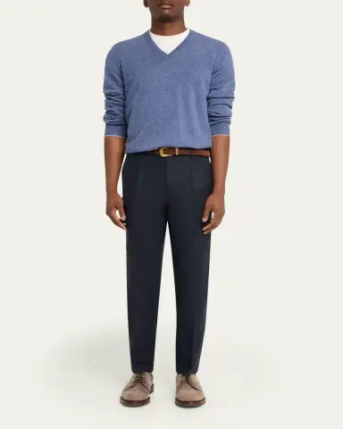 Brunello Cucinelli Men's Cashmere Knit V-Neck Sweater | Thumbnail 2 Brunello Cucinelli Men's Cashmere Knit V-Neck Sweater | Thumbnail 2