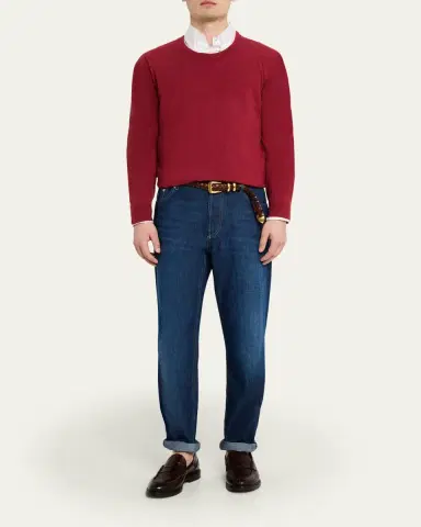 Brunello Cucinelli Men's Cashmere Knit Crewneck Sweater | Thumbnail 2 Brunello Cucinelli Men's Cashmere Knit Crewneck Sweater | Thumbnail 2