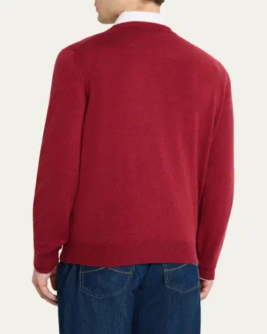 Brunello Cucinelli Men's Cashmere Knit Crewneck Sweater | Thumbnail 3 Brunello Cucinelli Men's Cashmere Knit Crewneck Sweater | Thumbnail 3