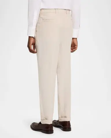 Brunello Cucinelli Men's Wool Straight-Leg Pleated Pants | Thumbnail 2 Brunello Cucinelli Men's Wool Straight-Leg Pleated Pants | Thumbnail 2