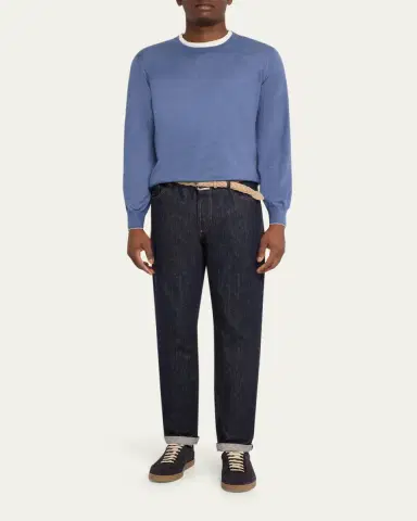 Brunello Cucinelli Men's Cashmere Knit Crewneck Sweater | Thumbnail 2 Brunello Cucinelli Men's Cashmere Knit Crewneck Sweater | Thumbnail 2