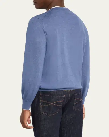 Brunello Cucinelli Men's Cashmere Knit Crewneck Sweater | Thumbnail 3 Brunello Cucinelli Men's Cashmere Knit Crewneck Sweater | Thumbnail 3