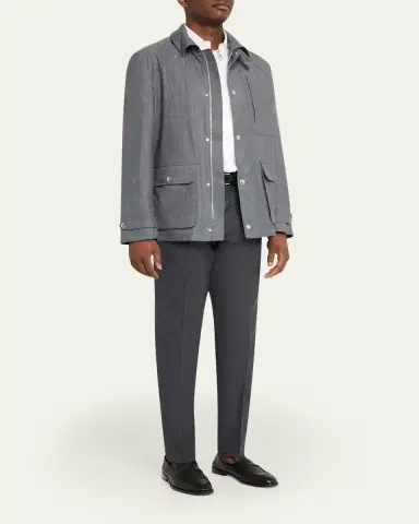 Brunello Cucinelli Men's Water-Resistant Wool Shirt Jacket | Thumbnail 2 Brunello Cucinelli Men's Water-Resistant Wool Shirt Jacket | Thumbnail 2