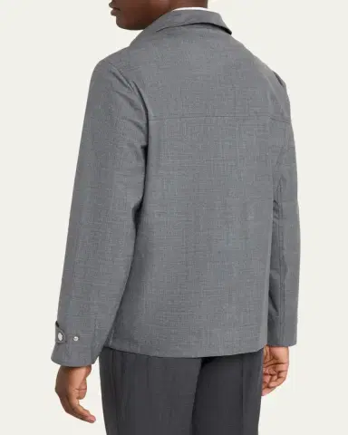 Brunello Cucinelli Men's Water-Resistant Wool Shirt Jacket | Thumbnail 3 Brunello Cucinelli Men's Water-Resistant Wool Shirt Jacket | Thumbnail 3