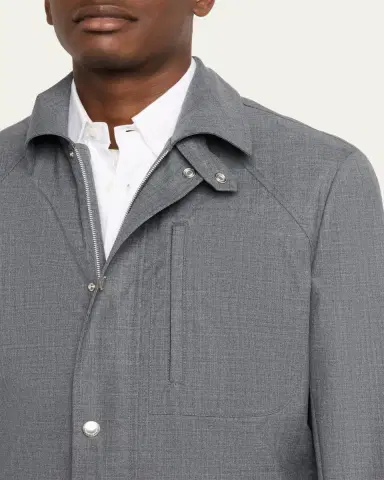 Brunello Cucinelli Men's Water-Resistant Wool Shirt Jacket | Thumbnail 5 Brunello Cucinelli Men's Water-Resistant Wool Shirt Jacket | Thumbnail 5