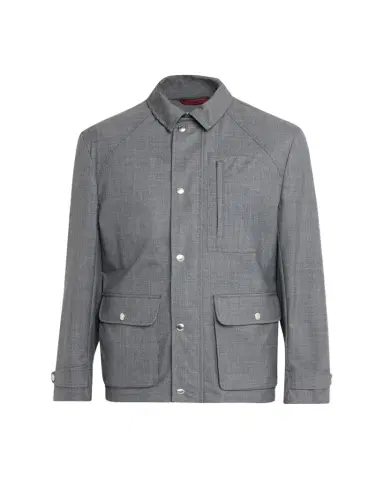 Brunello Cucinelli Men's Water-Resistant Wool Shirt Jacket | Thumbnail 1 Brunello Cucinelli Men's Water-Resistant Wool Shirt Jacket | Thumbnail 1