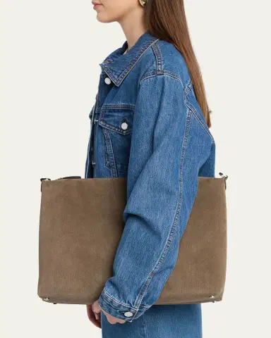 Toteme Medium Bevel Corduroy-Effect Suede Shoulder Bag | Thumbnail 2 Toteme Medium Bevel Corduroy-Effect Suede Shoulder Bag | Thumbnail 2