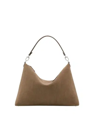 Toteme Medium Bevel Corduroy-Effect Suede Shoulder Bag | Thumbnail 1 Toteme Medium Bevel Corduroy-Effect Suede Shoulder Bag | Thumbnail 1