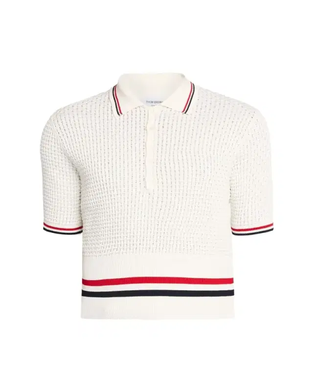 Men's Float Ripple Stitch RWB Stripe Polo Shirt Men's Float Ripple Stitch RWB Stripe Polo Shirt