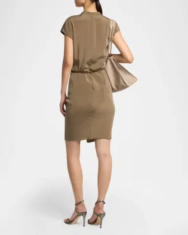 Giorgio Armani Rope Belted Short-Sleeve Draped Dress | Thumbnail 7 Giorgio Armani Rope Belted Short-Sleeve Draped Dress | Thumbnail 7