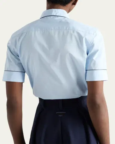 Prada Short-Sleeve Cotton Button-Down Top | Thumbnail 3 Prada Short-Sleeve Cotton Button-Down Top | Thumbnail 3