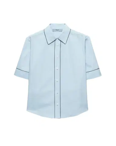 Prada Short-Sleeve Cotton Button-Down Top | Thumbnail 1 Prada Short-Sleeve Cotton Button-Down Top | Thumbnail 1