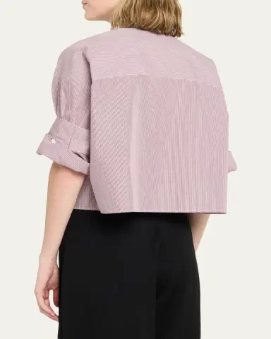 TWP Next Ex Striped Cropped Shirt with Crystal Collar | Thumbnail 3 TWP Next Ex Striped Cropped Shirt with Crystal Collar | Thumbnail 3
