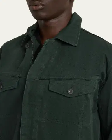 IM MEN Men's Cotton Full-Zip Trucker Jacket | Thumbnail 5 IM MEN Men's Cotton Full-Zip Trucker Jacket | Thumbnail 5