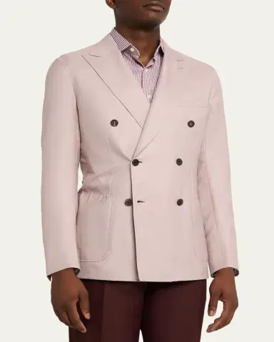 Brioni Men's Soffio Cashmere Double-Breasted Jacket | Thumbnail 4 Brioni Men's Soffio Cashmere Double-Breasted Jacket | Thumbnail 4