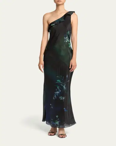 Giorgio Armani One-Shoulder Floral Silk Maxi Slip Dress | Thumbnail 2 Giorgio Armani One-Shoulder Floral Silk Maxi Slip Dress | Thumbnail 2