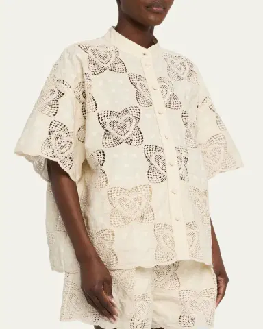 Zimmermann Wanderlust Embroidered Crochet Shirt | Thumbnail 4 Zimmermann Wanderlust Embroidered Crochet Shirt | Thumbnail 4
