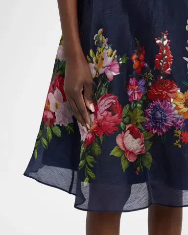 Rickie Freeman for Teri Jon Silken Linen Floral-Print Shirtdress | Thumbnail 9 Rickie Freeman for Teri Jon Silken Linen Floral-Print Shirtdress | Thumbnail 9