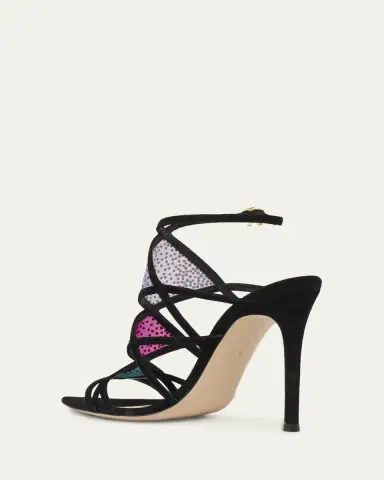 Gianvito Rossi 105mm Confetti Embellished Suede and Mesh Sandals | Thumbnail 2 Gianvito Rossi 105mm Confetti Embellished Suede and Mesh Sandals | Thumbnail 2