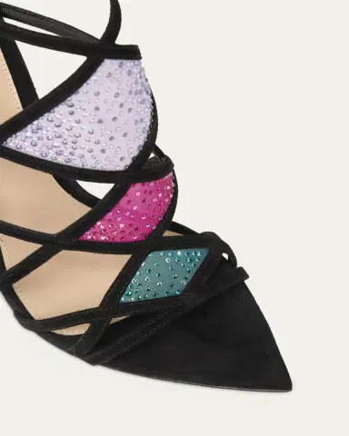 Gianvito Rossi 105mm Confetti Embellished Suede and Mesh Sandals | Thumbnail 3 Gianvito Rossi 105mm Confetti Embellished Suede and Mesh Sandals | Thumbnail 3