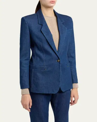 Giorgio Armani Denim Single-Breasted Blazer Jacket | Thumbnail 4 Giorgio Armani Denim Single-Breasted Blazer Jacket | Thumbnail 4
