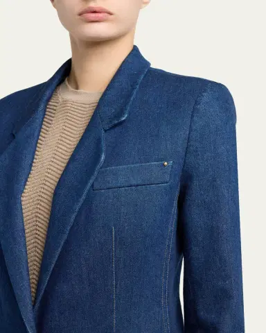 Giorgio Armani Denim Single-Breasted Blazer Jacket | Thumbnail 5 Giorgio Armani Denim Single-Breasted Blazer Jacket | Thumbnail 5