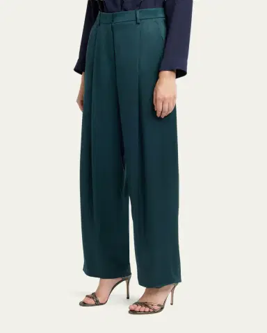 Giorgio Armani Pleated Silk Straight-Leg Trousers | Thumbnail 4 Giorgio Armani Pleated Silk Straight-Leg Trousers | Thumbnail 4