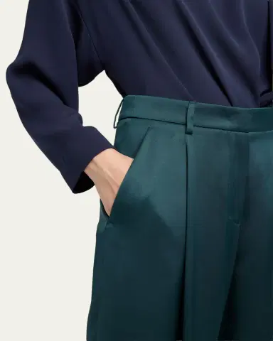 Giorgio Armani Pleated Silk Straight-Leg Trousers | Thumbnail 5 Giorgio Armani Pleated Silk Straight-Leg Trousers | Thumbnail 5