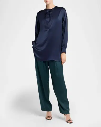 Giorgio Armani Pleated Silk Straight-Leg Trousers | Thumbnail 6 Giorgio Armani Pleated Silk Straight-Leg Trousers | Thumbnail 6