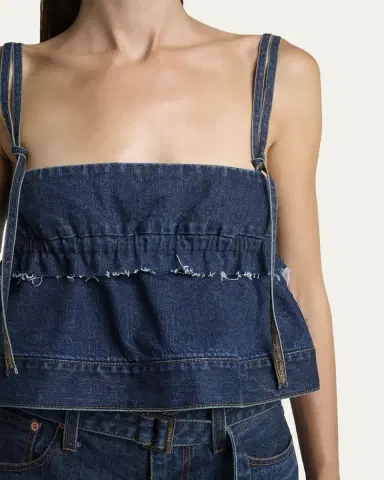 SACAI Denim Sleeveless Crop Peplum Top | Thumbnail 5 SACAI Denim Sleeveless Crop Peplum Top | Thumbnail 5